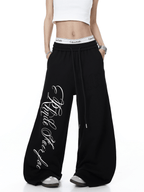 Contrast Letter Print Drawstring Sweatpants - COPPING THREADS - CT Select