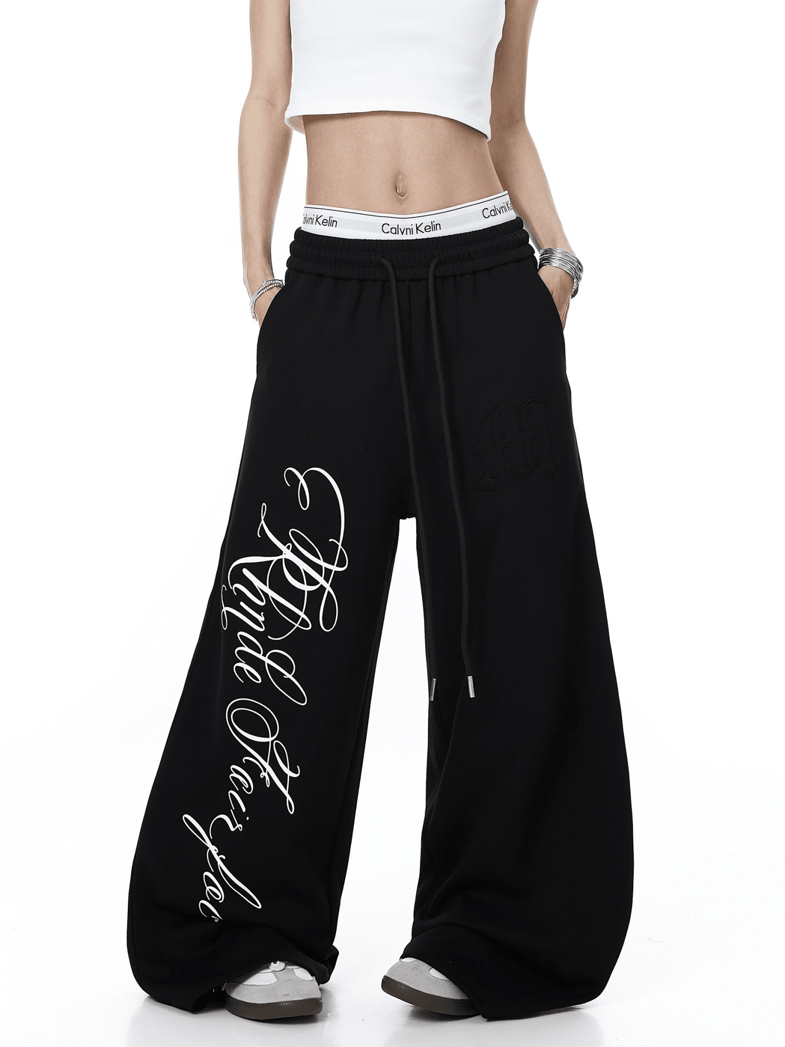 Contrast Letter Print Drawstring Sweatpants - COPPING THREADS - CT Select