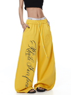 Contrast Letter Print Drawstring Sweatpants - COPPING THREADS - CT Select