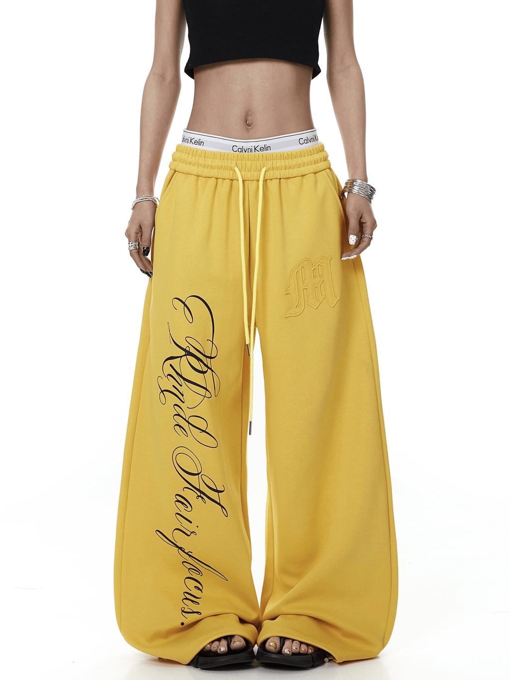 Contrast Letter Print Drawstring Sweatpants - COPPING THREADS - CT Select