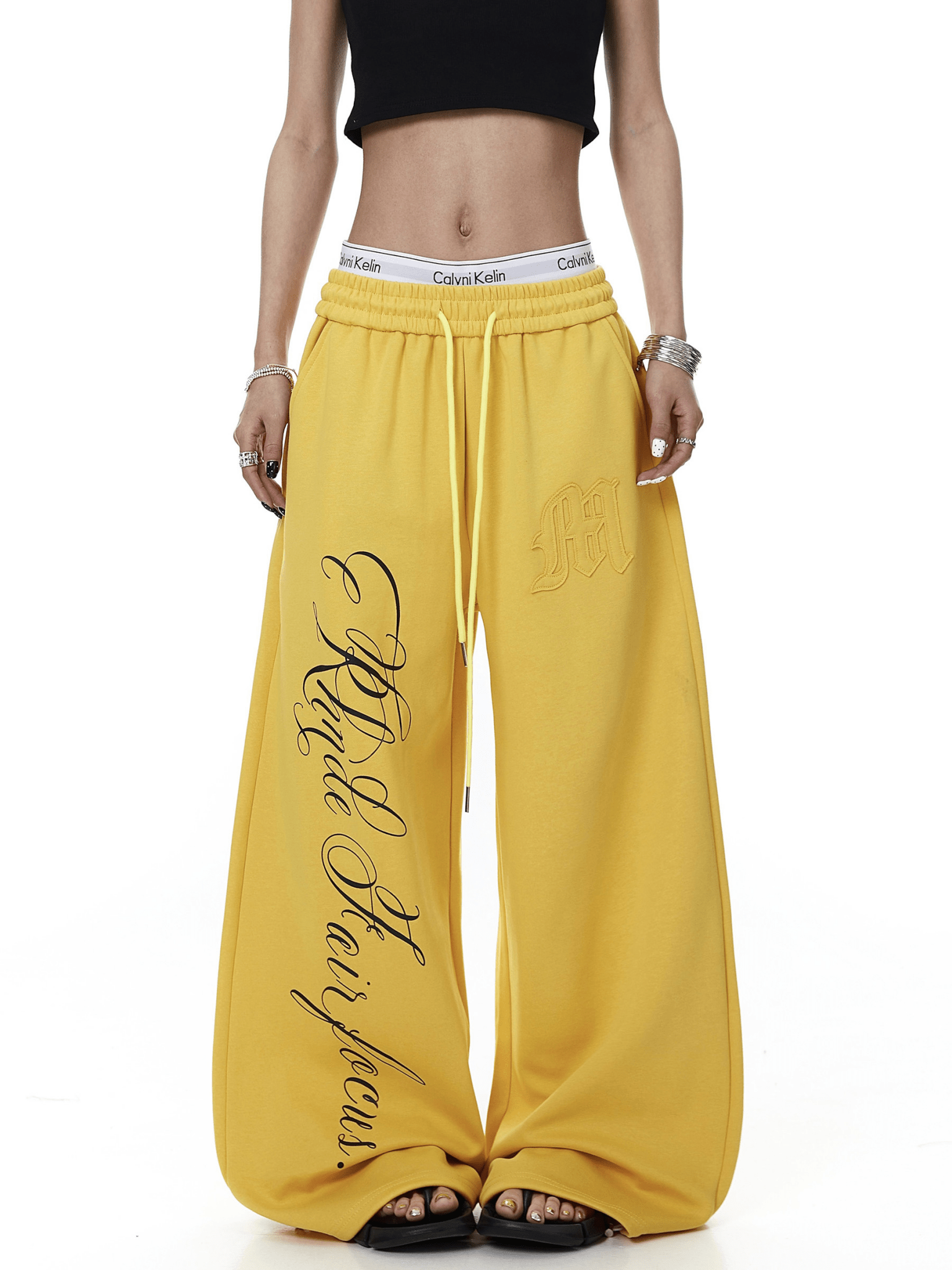 Contrast Letter Print Drawstring Sweatpants - COPPING THREADS - CT Select