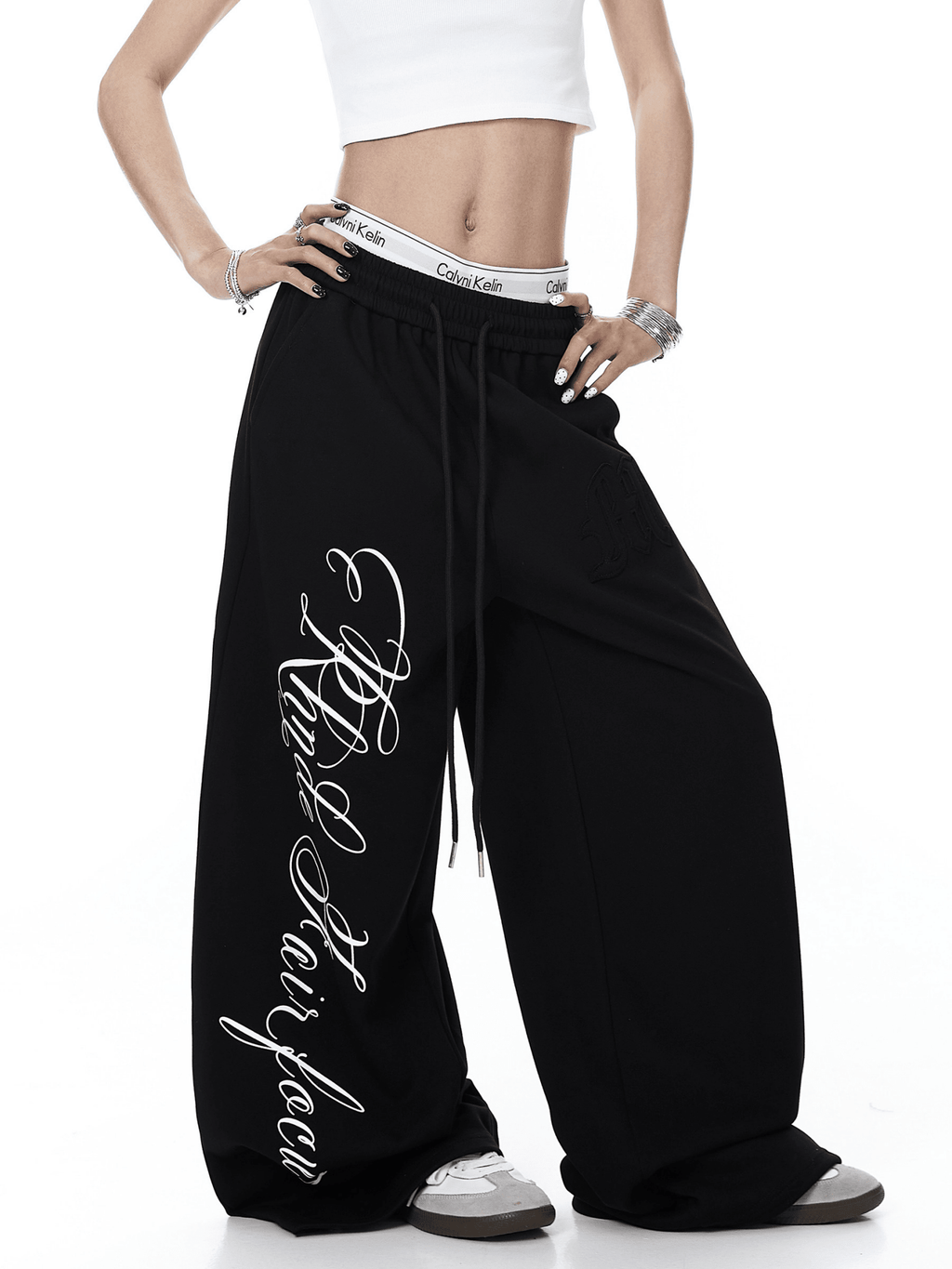 Contrast Letter Print Drawstring Sweatpants - COPPING THREADS - CT Select