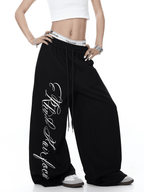 Contrast Letter Print Drawstring Sweatpants - COPPING THREADS - CT Select