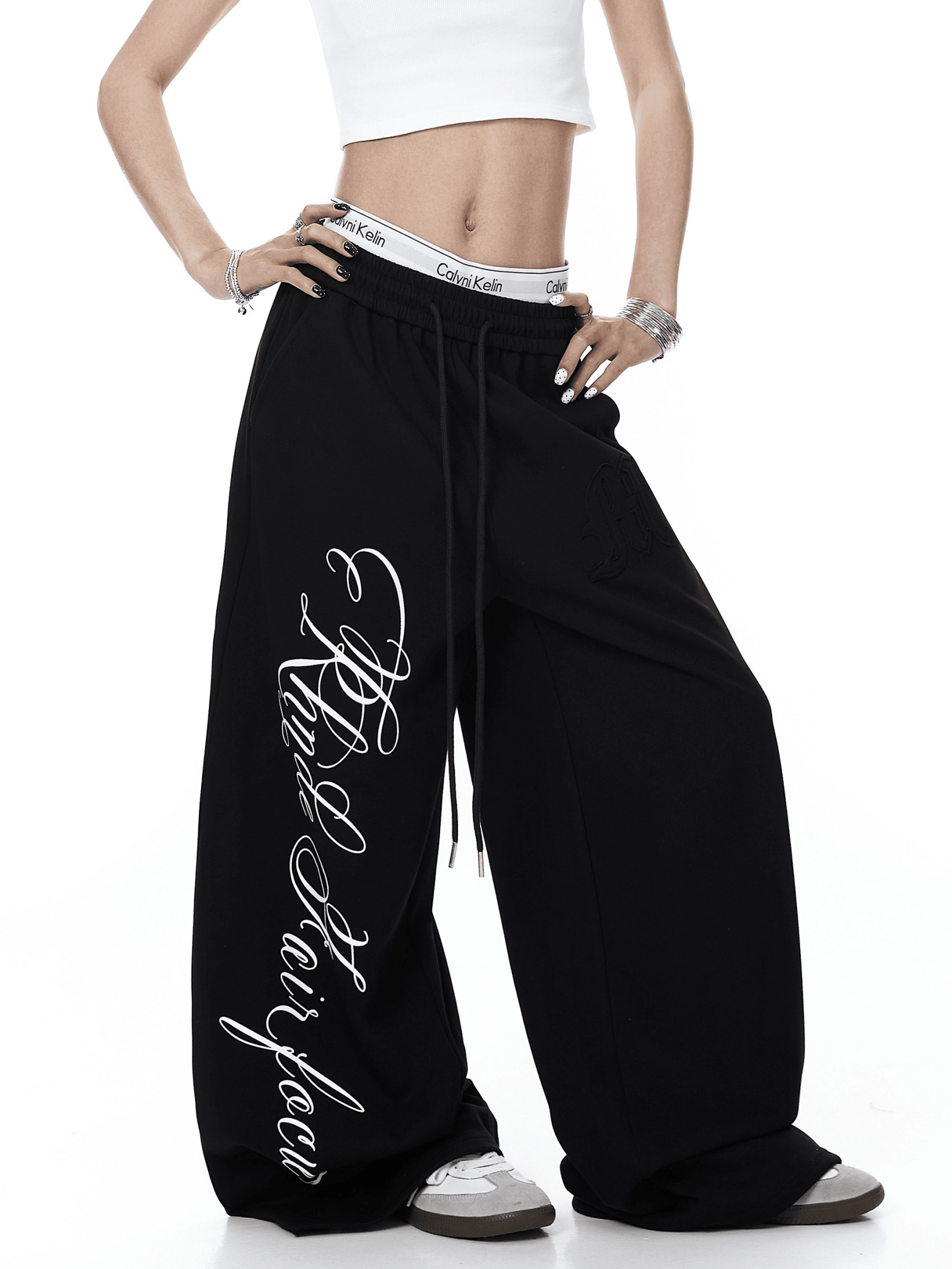Contrast Letter Print Drawstring Sweatpants - COPPING THREADS - CT Select