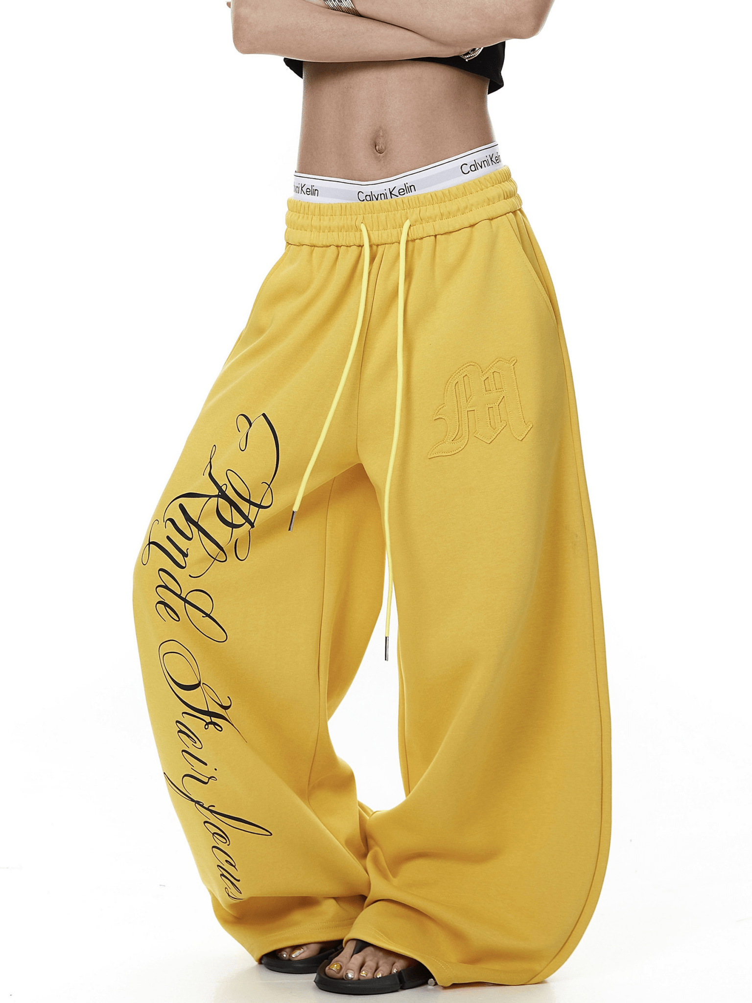 Contrast Letter Print Drawstring Sweatpants - COPPING THREADS - CT Select