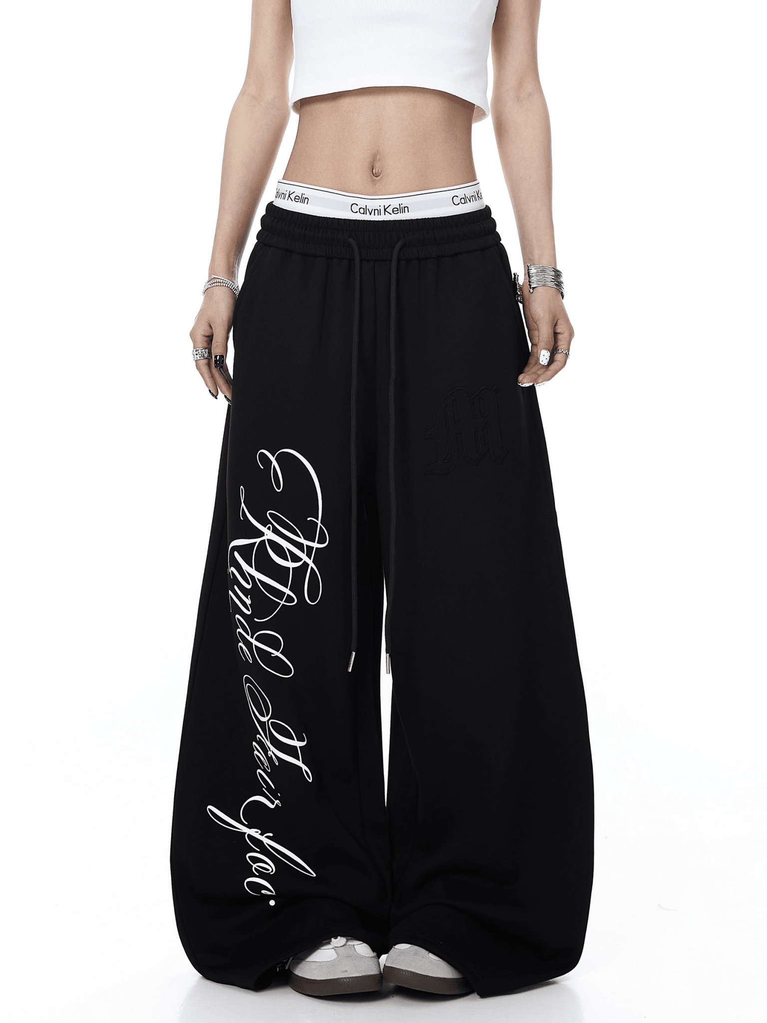 Contrast Letter Print Drawstring Sweatpants - COPPING THREADS - CT Select Main image