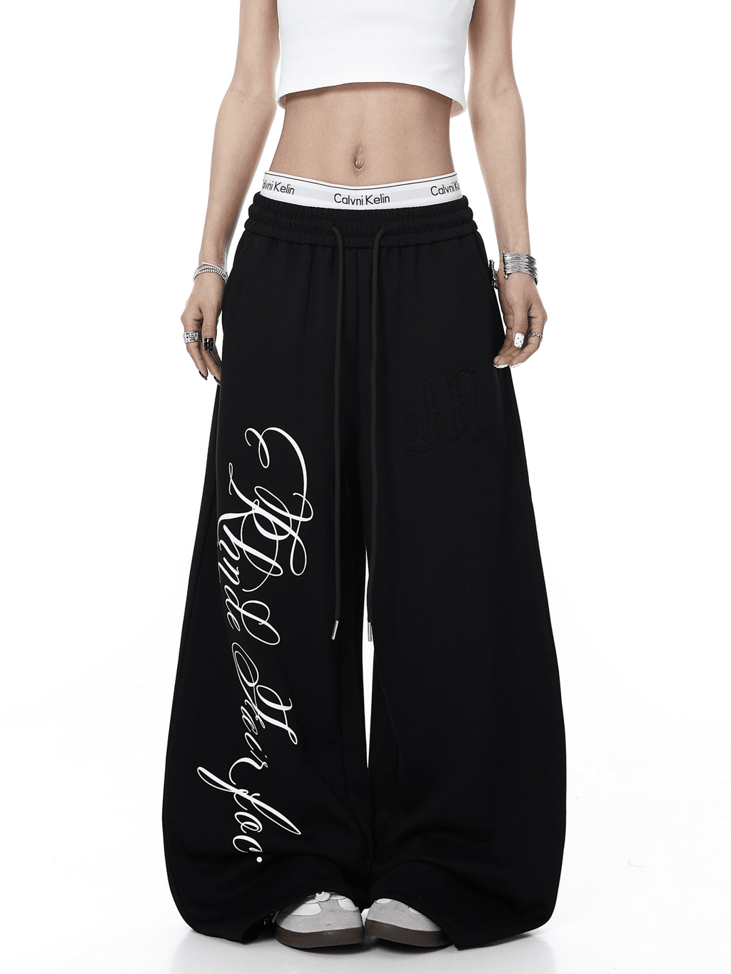 Contrast Letter Print Drawstring Sweatpants - COPPING THREADS - CT Select