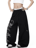 Contrast Letter Print Drawstring Sweatpants - COPPING THREADS - CT Select