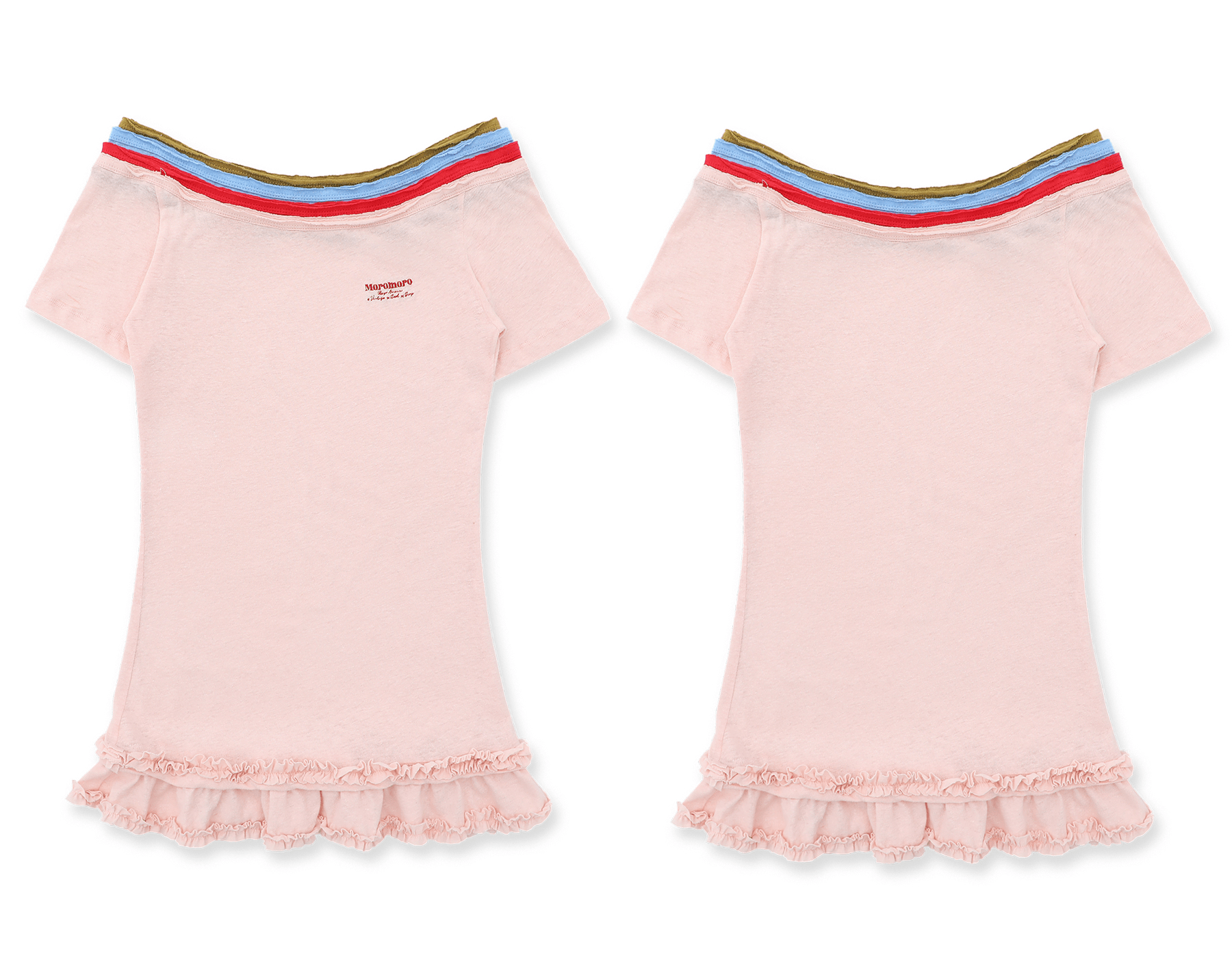 Contrast Off - Shoulder Layered - Look Lace Hem Tee - COPPING THREADS - MOROMORO