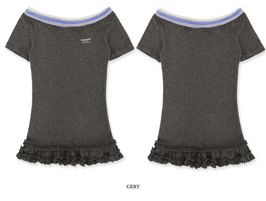 Contrast Off - Shoulder Layered - Look Lace Hem Tee - COPPING THREADS - MOROMORO