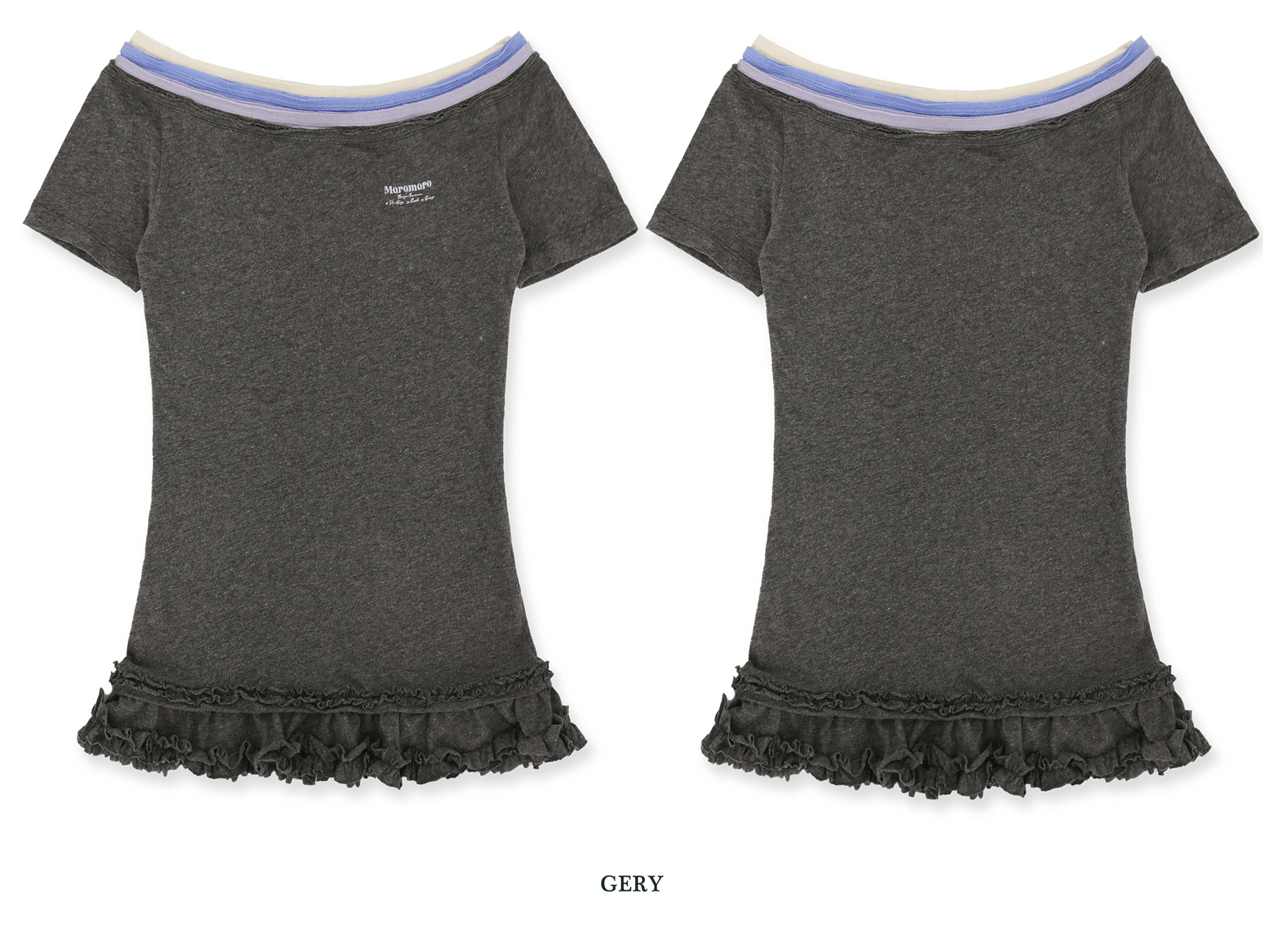 Contrast Off - Shoulder Layered - Look Lace Hem Tee - COPPING THREADS - MOROMORO