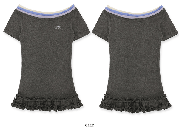 Contrast Off - Shoulder Layered - Look Lace Hem Tee - COPPING THREADS - MOROMORO