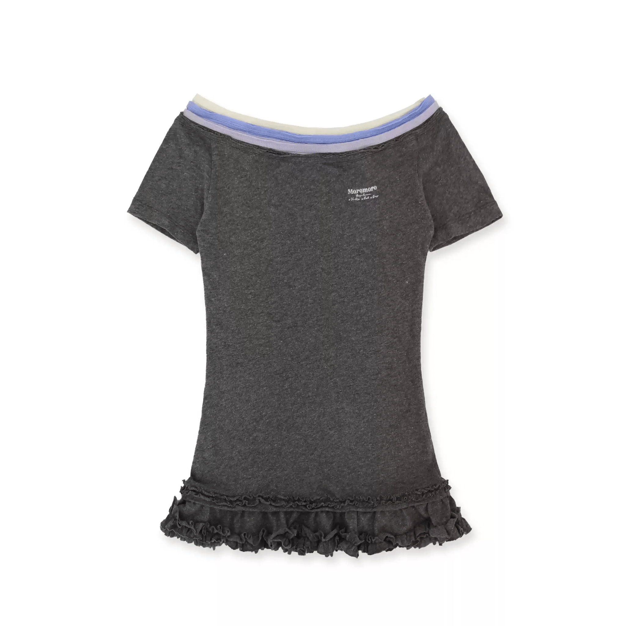 Contrast Off - Shoulder Layered - Look Lace Hem Tee - COPPING THREADS - MOROMORO