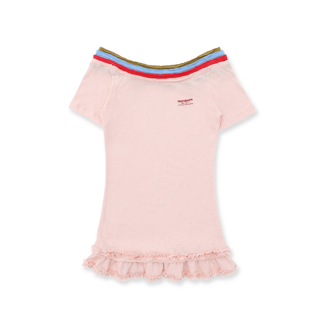 Contrast Off - Shoulder Layered - Look Lace Hem Tee - COPPING THREADS - MOROMORO