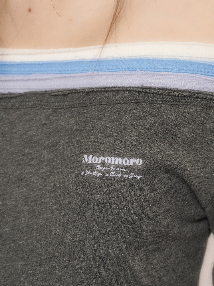 Contrast Off - Shoulder Layered - Look Lace Hem Tee - COPPING THREADS - MOROMORO