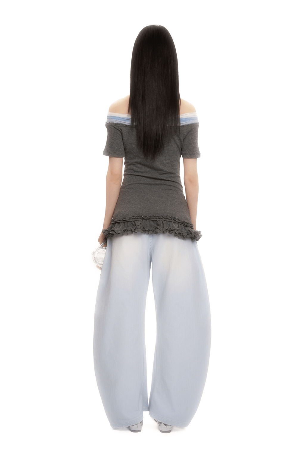 Contrast Off - Shoulder Layered - Look Lace Hem Tee - COPPING THREADS - MOROMORO