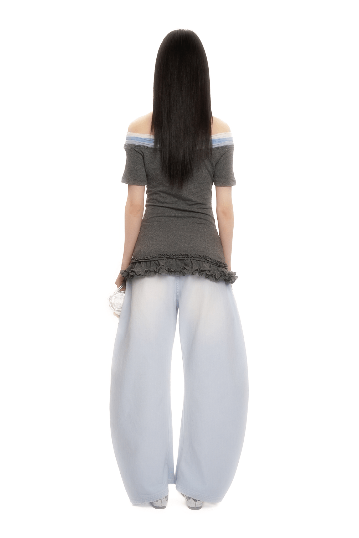 Contrast Off - Shoulder Layered - Look Lace Hem Tee - COPPING THREADS - MOROMORO