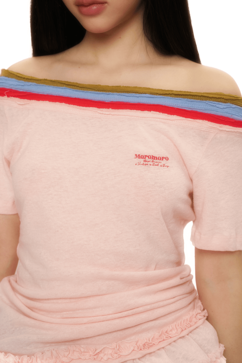 Contrast Off - Shoulder Layered - Look Lace Hem Tee - COPPING THREADS - MOROMORO