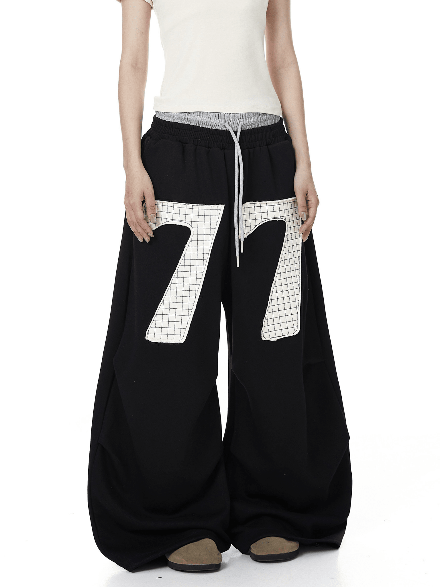 Contrast Patch Embroidered Double Waist Sweatpants - COPPING THREADS - CT Select