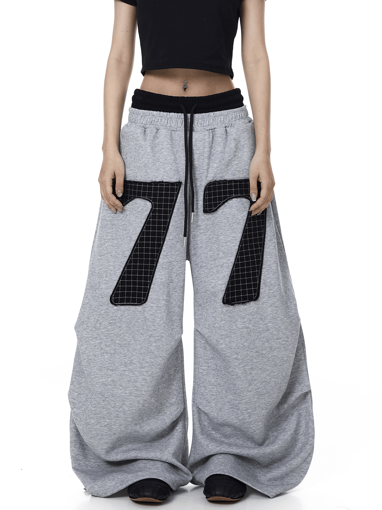 Contrast Patch Embroidered Double Waist Sweatpants - COPPING THREADS - CT Select