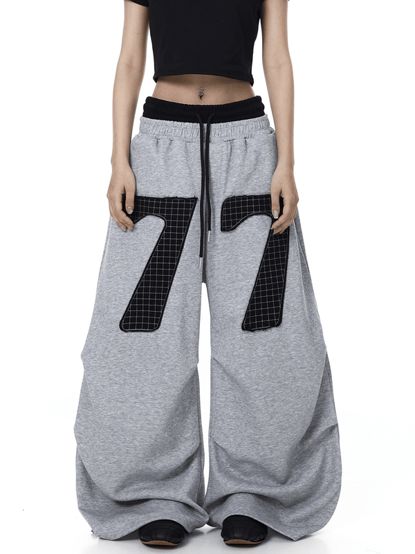 Contrast Patch Embroidered Double Waist Sweatpants - COPPING THREADS - CT Select