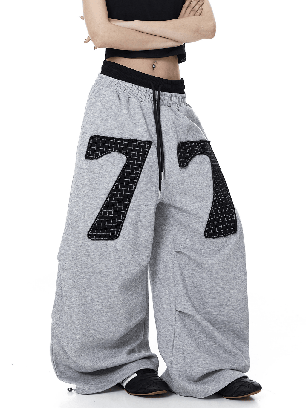 Contrast Patch Embroidered Double Waist Sweatpants - COPPING THREADS - CT Select