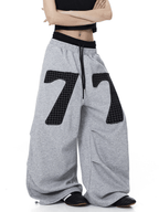 Contrast Patch Embroidered Double Waist Sweatpants - COPPING THREADS - CT Select