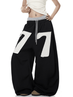 Contrast Patch Embroidered Double Waist Sweatpants - COPPING THREADS - CT Select