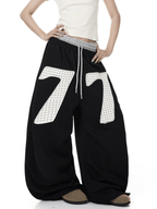 Contrast Patch Embroidered Double Waist Sweatpants - COPPING THREADS - CT Select
