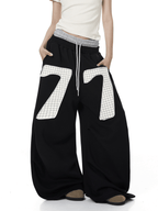 Contrast Patch Embroidered Double Waist Sweatpants - COPPING THREADS - CT Select