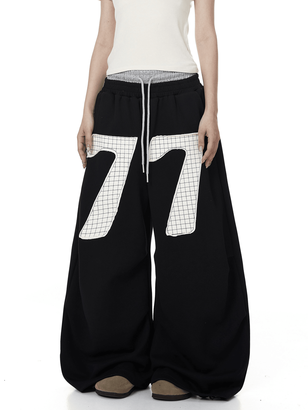 Contrast Patch Embroidered Double Waist Sweatpants - COPPING THREADS - CT Select