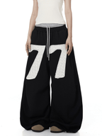 Contrast Patch Embroidered Double Waist Sweatpants - COPPING THREADS - CT Select
