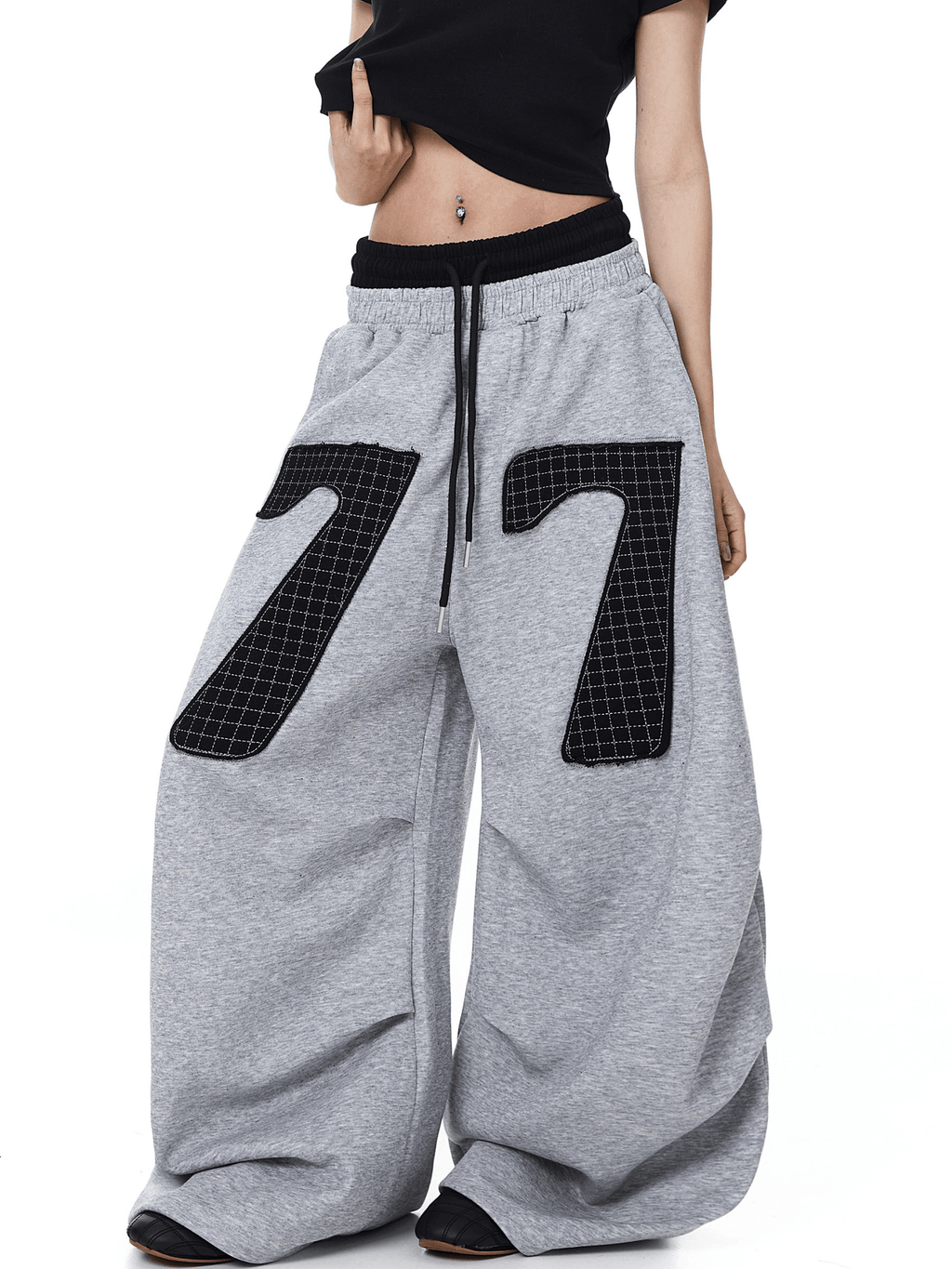 Contrast Patch Embroidered Double Waist Sweatpants - COPPING THREADS - CT Select