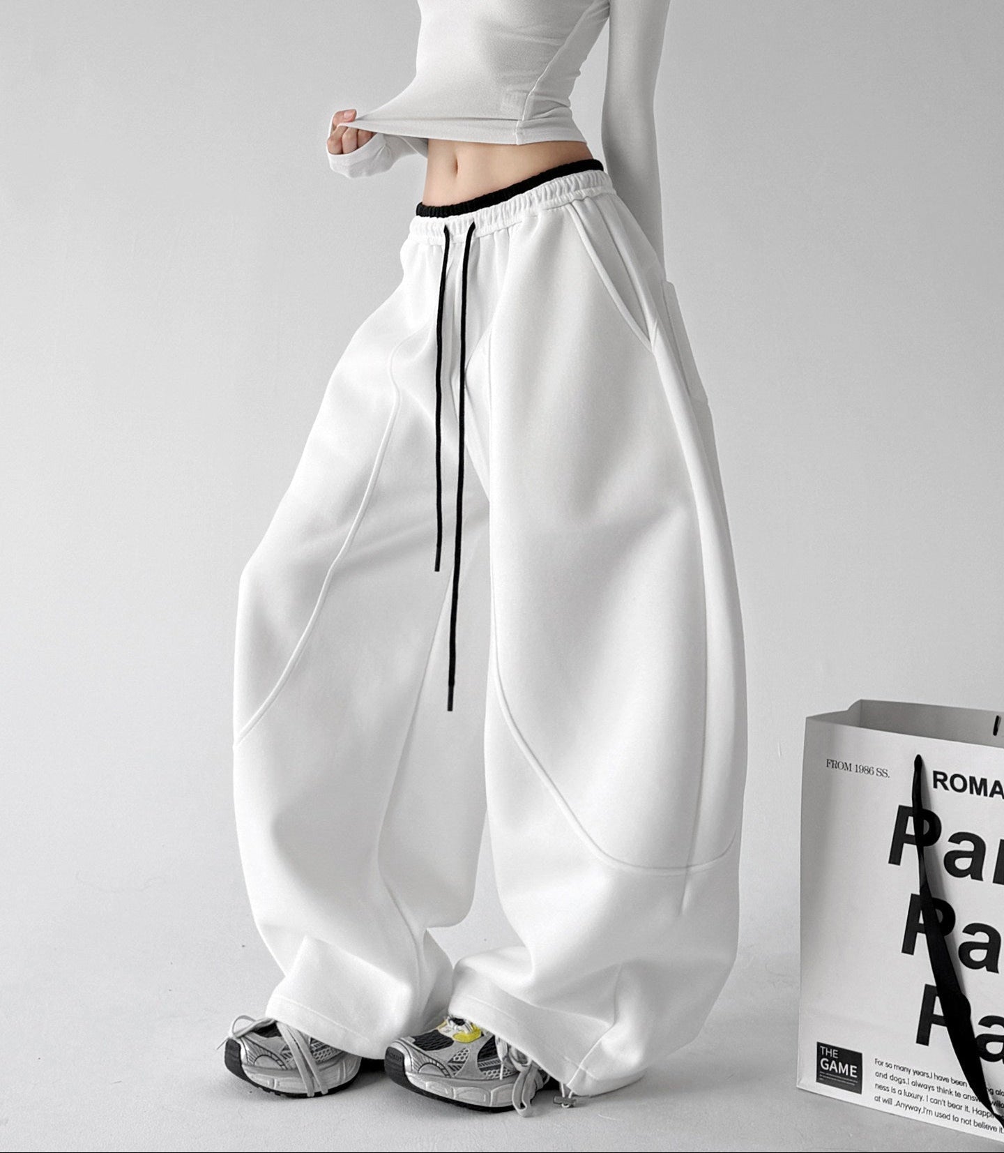 Contrast-Piped Wide-Leg Sweatpants - CT238 Zweitbild