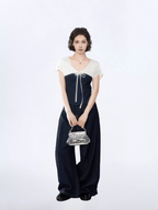 Contrast Sailor Collar Tie - Front Cropped Tee - COPPING THREADS - CT Select