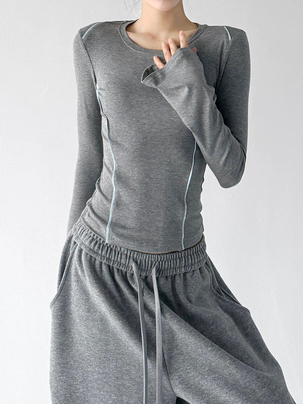 Contrast-Seam Bell-Cuff Long-Sleeve T-Shirt - COPPING THREADS - CT ORIGINALS