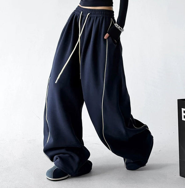 Contrast-Seam Wide-Leg Sweatpants - COPPING THREADS - CT ORIGINALS