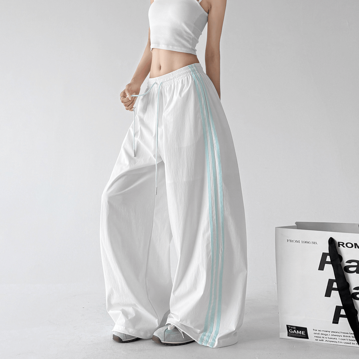 Contrast Side Stripe Wide Leg Track Pants - CT66157 - COPPING THREADS - CT Select