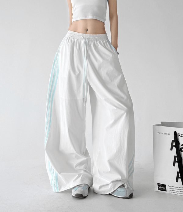 Contrast Side Stripe Wide Leg Track Pants - CT66157 - COPPING THREADS - CT Select