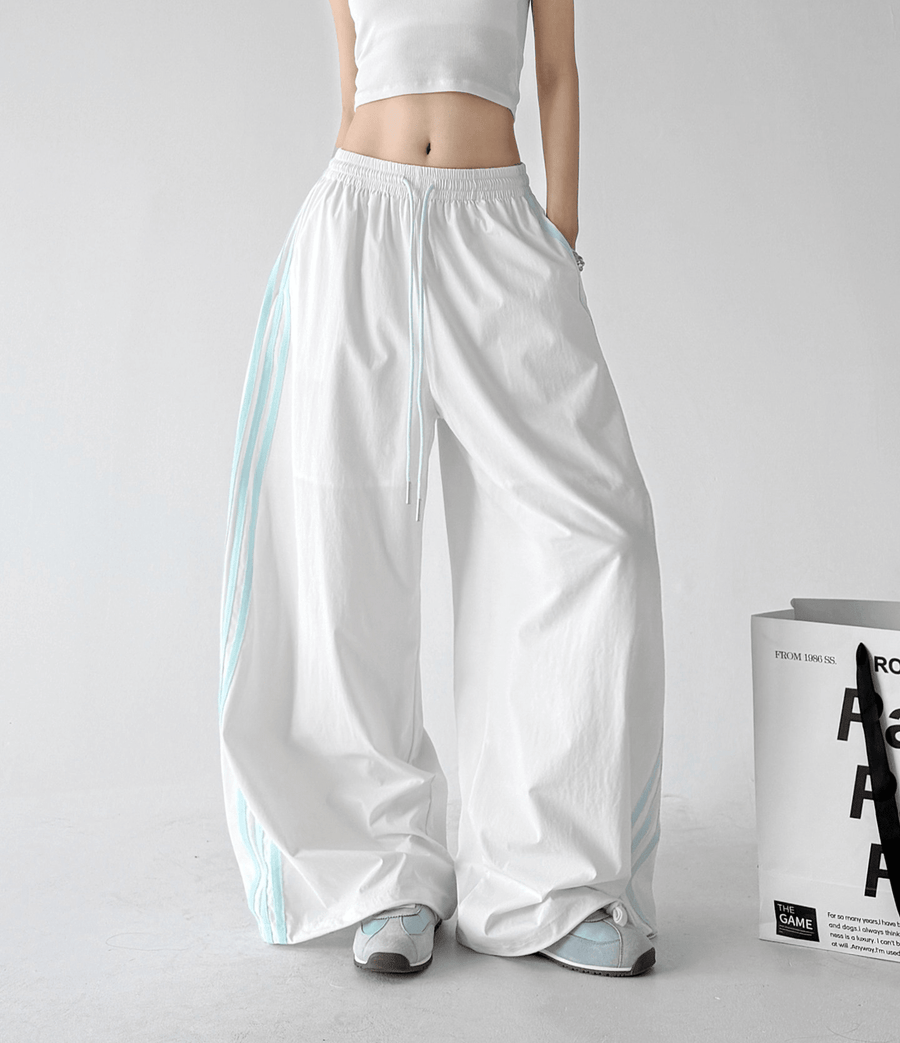 Contrast Side Stripe Wide Leg Track Pants - CT66157 - COPPING THREADS - CT Select