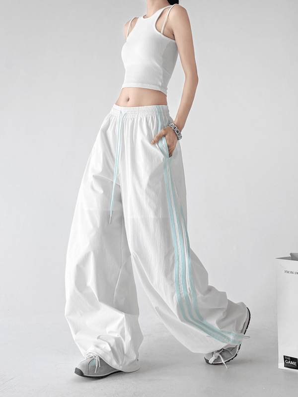 Contrast Side Stripe Wide Leg Track Pants - CT66157 - COPPING THREADS - CT Select