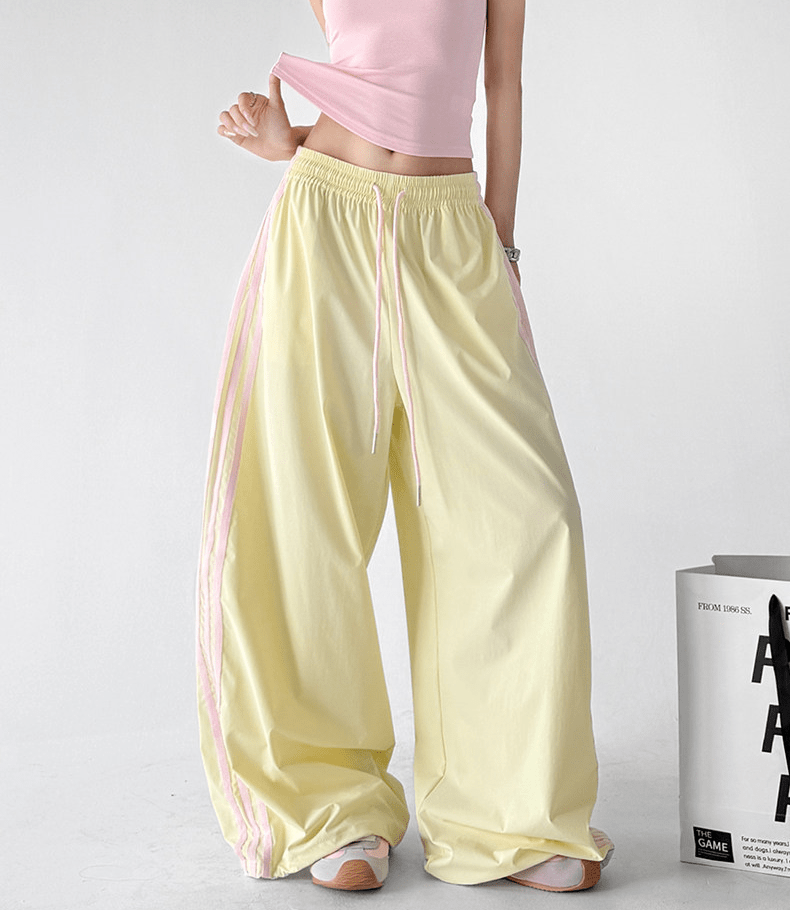 Contrast Side Stripe Wide Leg Track Pants - CT66157 - COPPING THREADS - CT Select