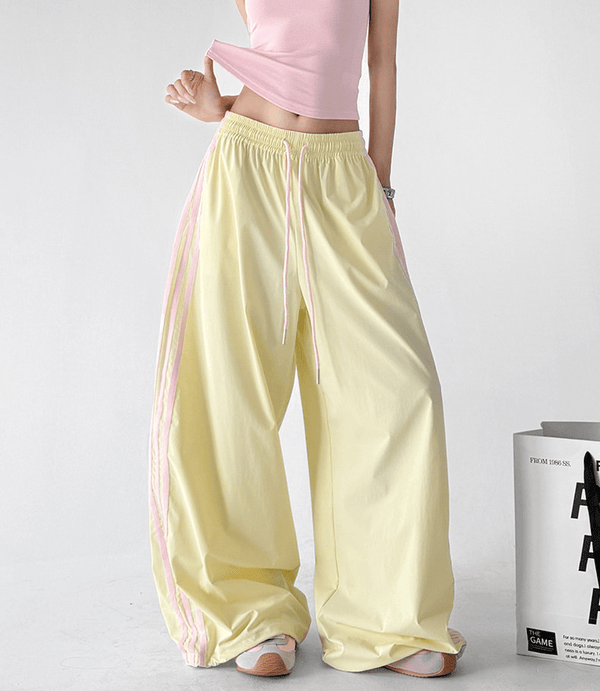 Contrast Side Stripe Wide Leg Track Pants - CT66157 - COPPING THREADS - CT Select