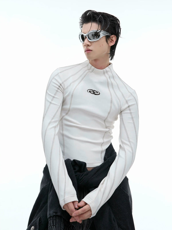 Contrast-Stitch Metal-Detail Mock-Neck Top - COPPING THREADS - Argue Culture