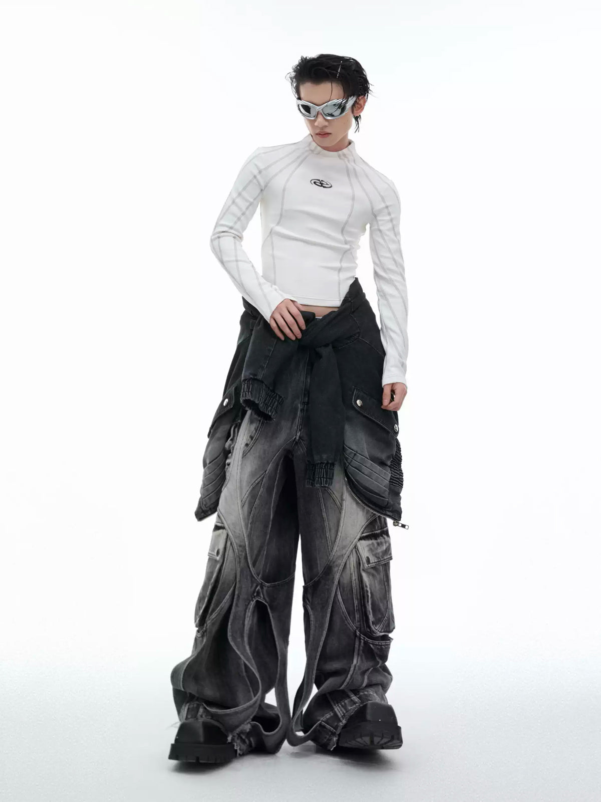 Contrast-Stitch Metal-Detail Mock-Neck Top - COPPING THREADS - Argue Culture