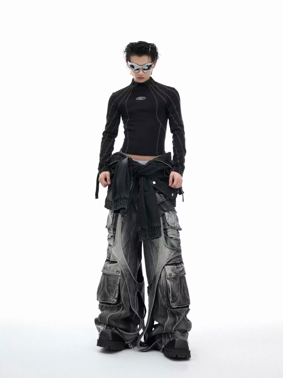 Contrast-Stitch Metal-Detail Mock-Neck Top - COPPING THREADS - Argue Culture