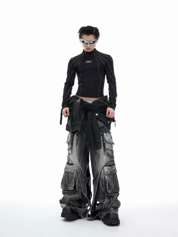 Contrast-Stitch Metal-Detail Mock-Neck Top - COPPING THREADS - Argue Culture
