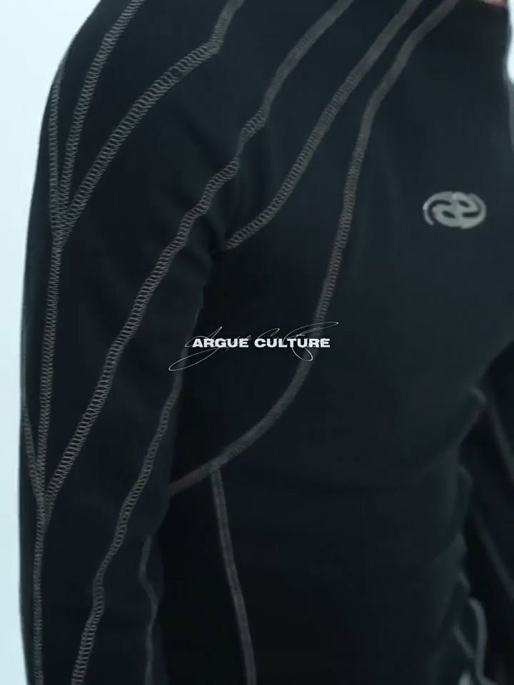 Contrast-Stitch Metal-Detail Mock-Neck Top - COPPING THREADS - Argue Culture