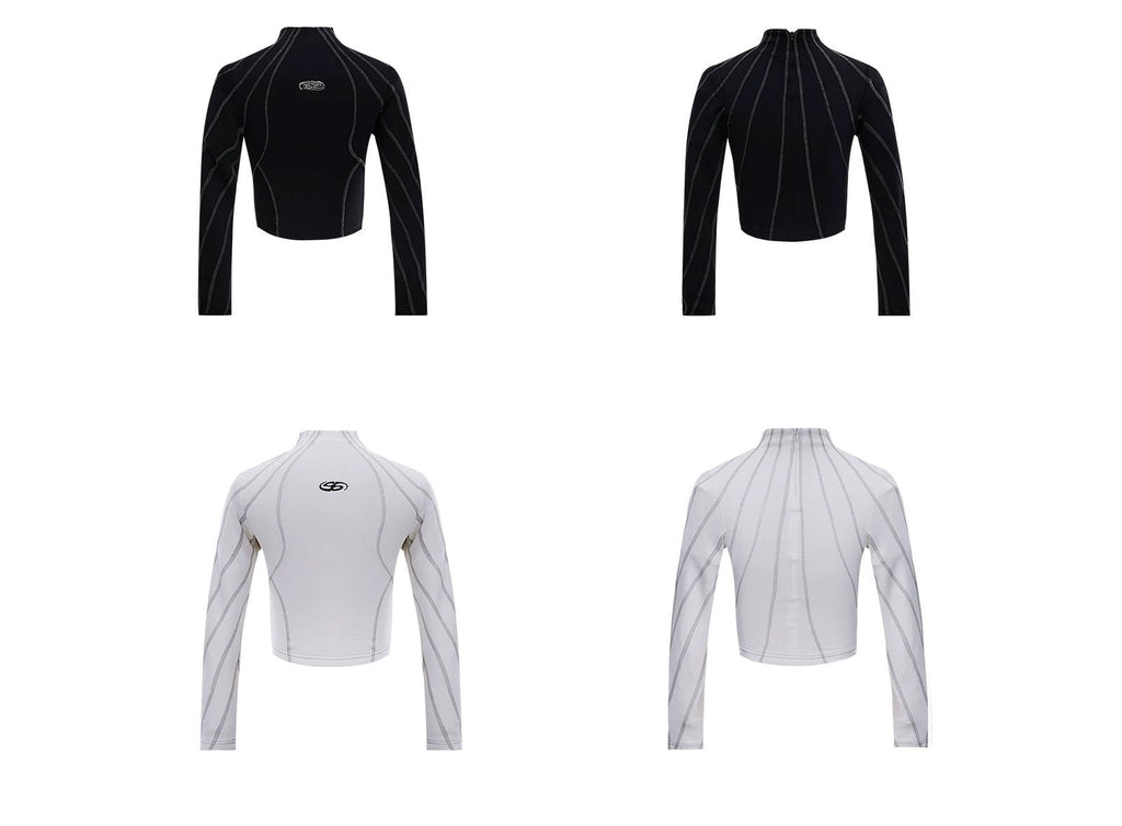 Contrast-Stitch Metal-Detail Mock-Neck Top - COPPING THREADS - Argue Culture