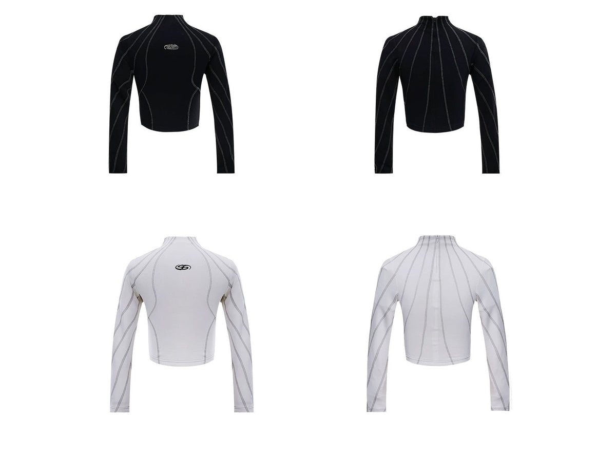 Contrast-Stitch Metal-Detail Mock-Neck Top - COPPING THREADS - Argue Culture
